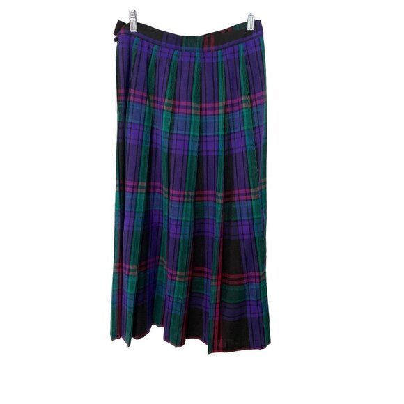 VINTAGE 90'S PENDLETON WOMEN'S TARTAN PLAID WOOL PLEATED SKIRT SZ 12 - Picture 3 of 4